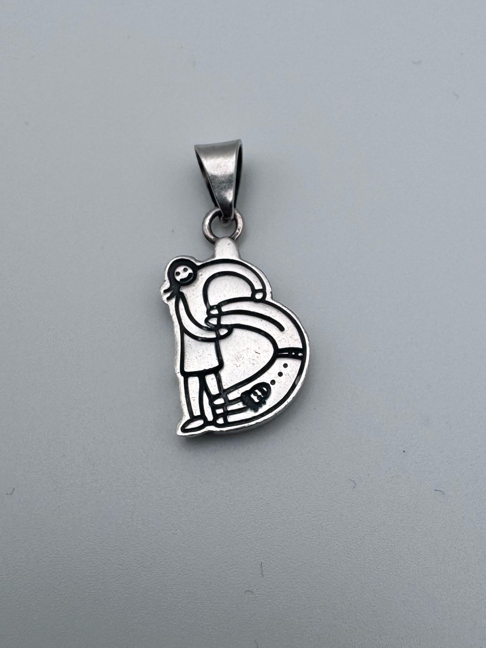 Vintage Sterling Silver 925 Letter B Pendant